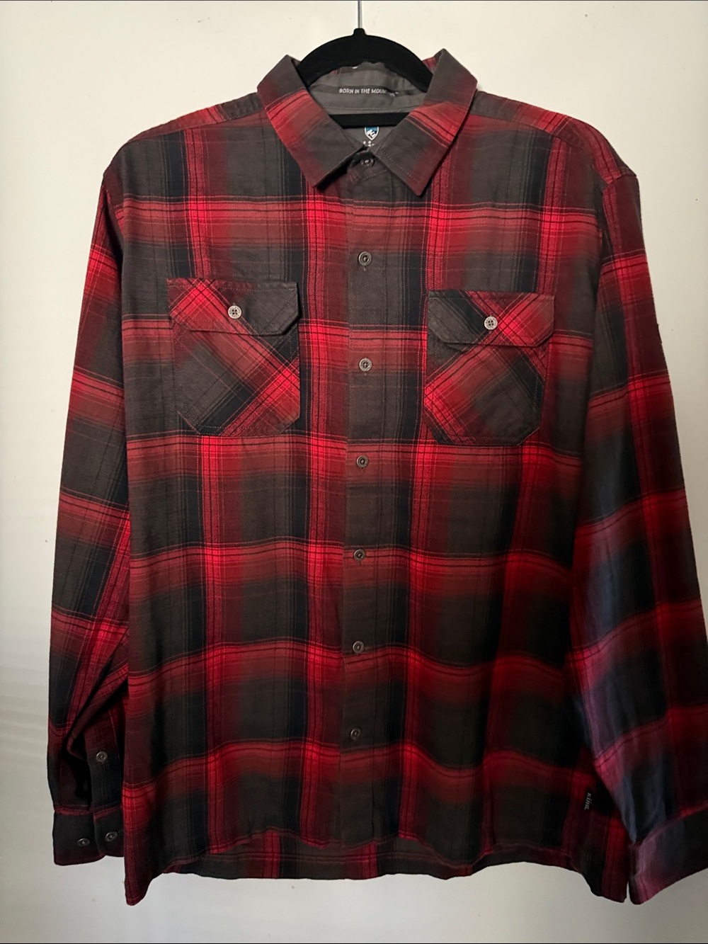 Kuhl Red and Black Plaid Cotton Button-Down Shirt